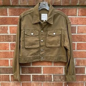 Avec Les Filles Army Green Jean Jacket